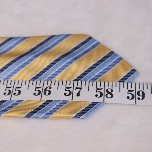 Paul Stuart Men's 100% Silk Designer Yellow Striped Repp Necktie Made in Italy - Picture 7 of 7